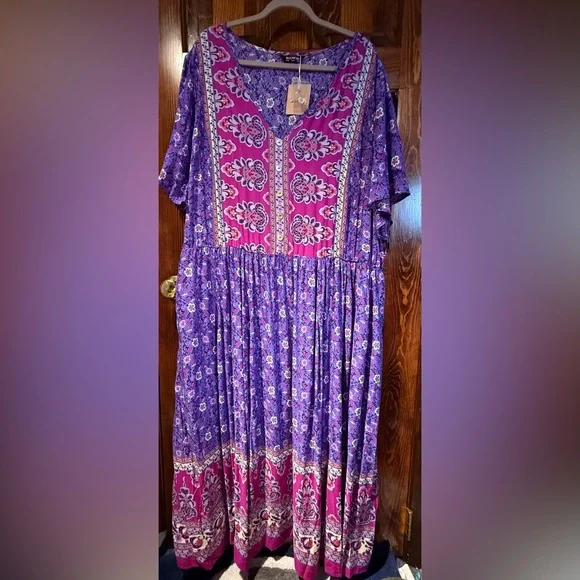 BloomChic Purple and Magenta Floral Maxi Dress - Picture 1 of 11